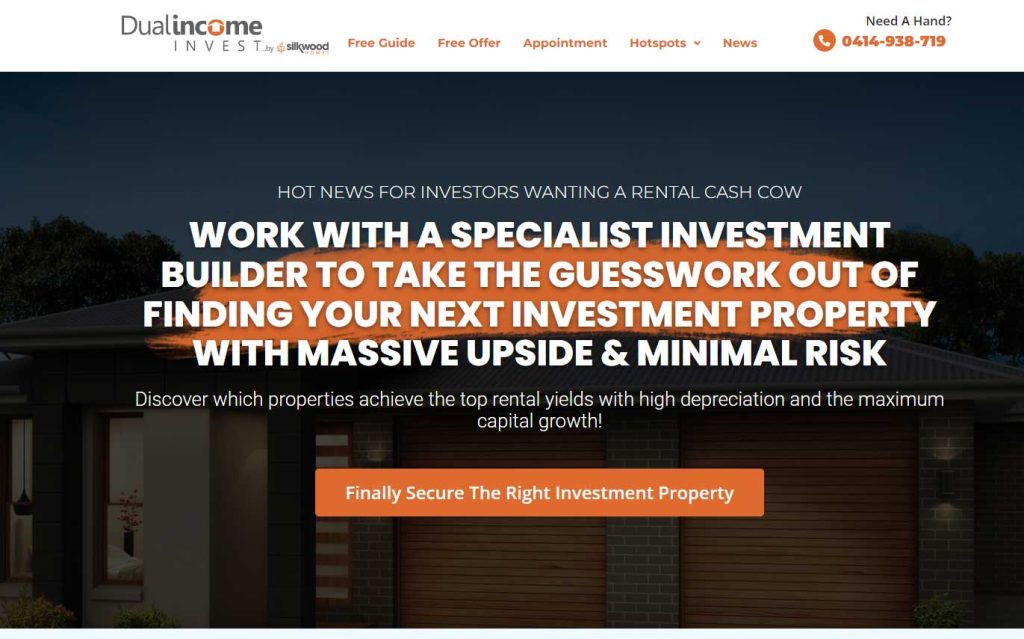 New Property Sales Funnel Website for Dual Income Invest